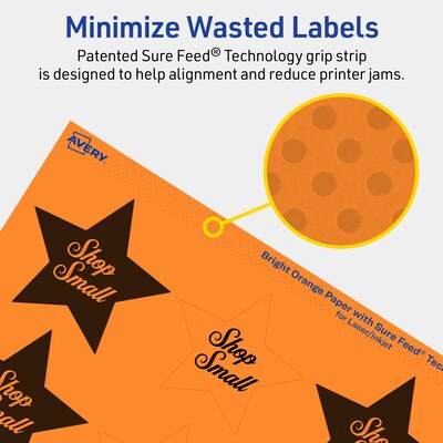 Avery Burst Multipurpose Labels, 2-1/4" x 2-3/8", Bright Orange, 960/Box (94611)