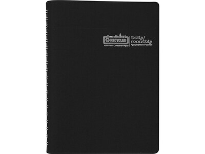 2025 House of Doolittle 7 x 10 Daily & Monthly Planner, Faux Leather Cover, Black (289632-25)