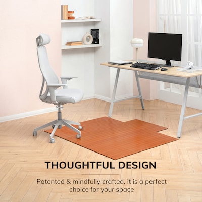 Anji Mountain Standard Bamboo Carpet & Hard Floor Chair Mat with Lip, 55" x 57", Walnut (AMB24054)