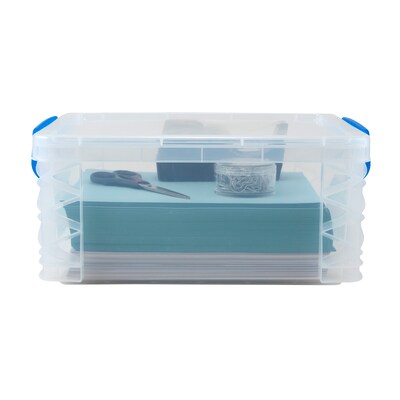 Advantus Super Stacker Snap Lid Storage Box, Clear/Blue (39811)