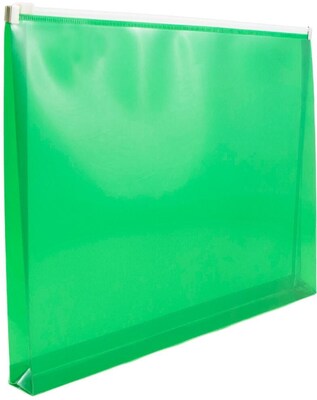 JAM Paper Premium Plastic Document File, 1 Pocket, Letter, Green, 3/Pack (218Z1grx3)