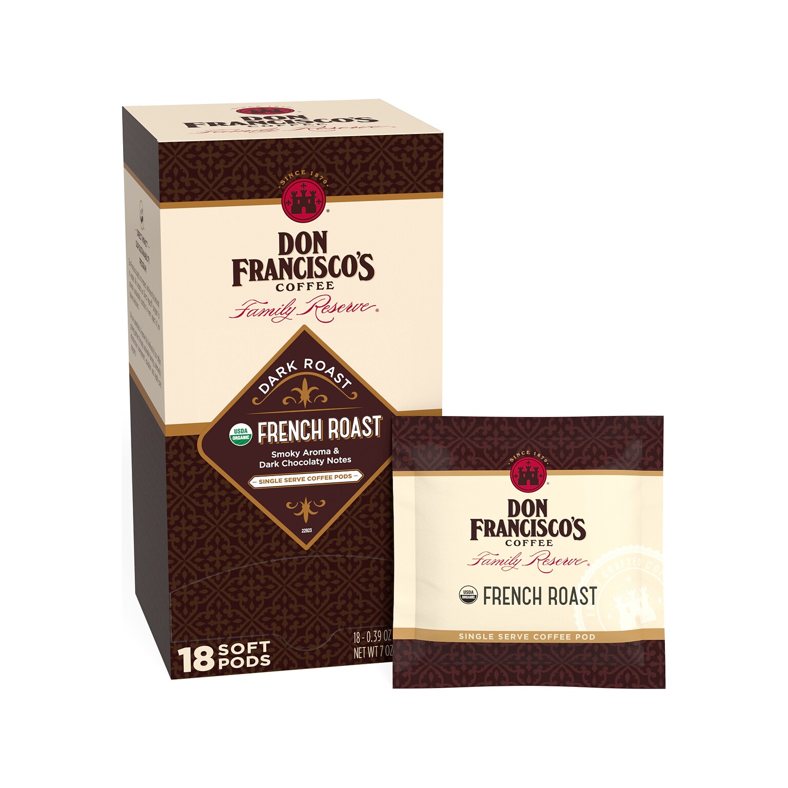 Gavina Don Franciscos French Roast Coffee Soft Pods, Dark Roast, 18/Box (4508)