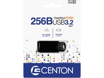 Centon DataStick Push 256GB USB 3.2 Type-A Flash Drive, Black (C1-U3J2-256G)