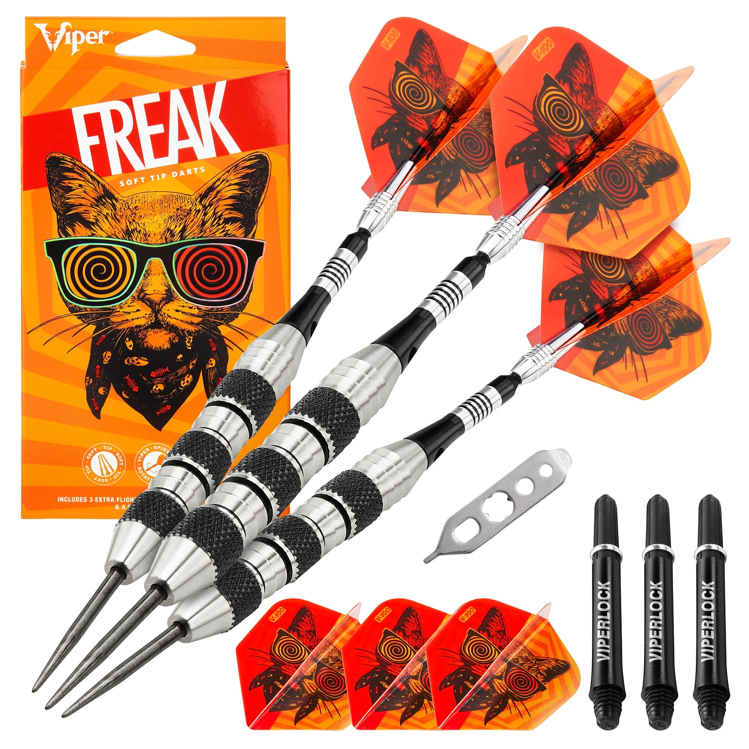 Viper The Freak Steel Tip Darts Knurled and Shark Fin Barrel, 22 Grams (22-1702-22)