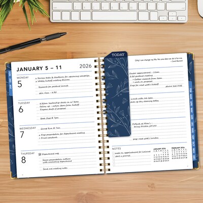 2026 Global Printed Products Big Print 8.5" x 11" Weekly & Monthly Planner, Paperboard Cover, Blueberry Vines (LGPRTCY26851188)