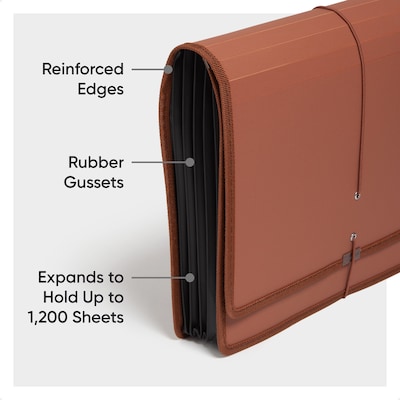 Smead Tuff Heavy Duty Reinforced Expanding Wallet with Button & String Closure, Letter, Redrope (73788)