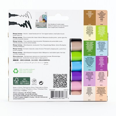 Winsor & Newton Promarker Dual-Tip Alcohol Based Marker, Manga Fantasy, 12/Pack (WNX0290142)