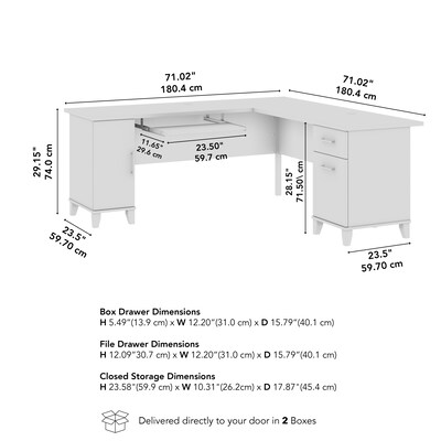 Bush Home Somerset 72" W L Shaped Office Desk with Storage, Hansen Cherry (WC81710K)
