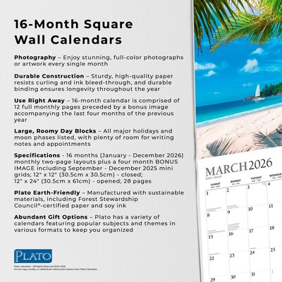 2026 Plato Motivation 12" x 12" Monthly Wall Calendar (9798330706709)