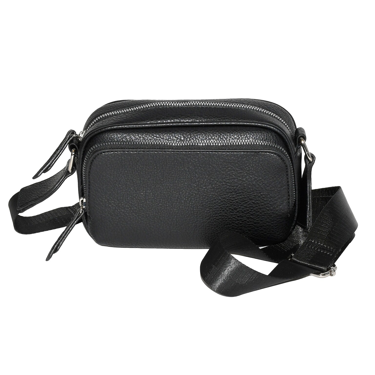 Nicci Cross-Body Bag with Front Zipper Pocket, Black (NH07-BLK)