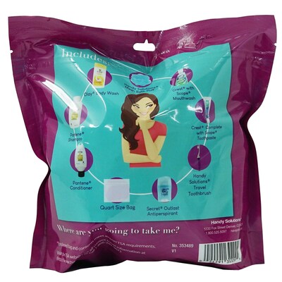 Handy Solutions Women's Zippable Travel Kit, 5 Kits/Traypack, 2 Traypacks/Carton