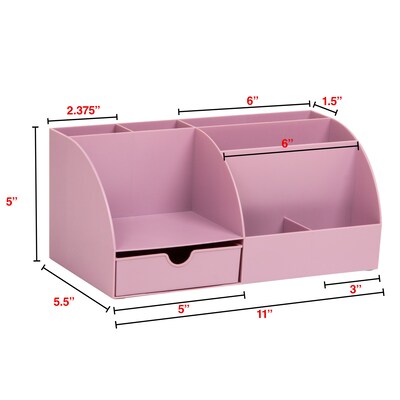 Staples 7-Compartment Plastic Desk Organizer, Dusty Pink (ST63870)