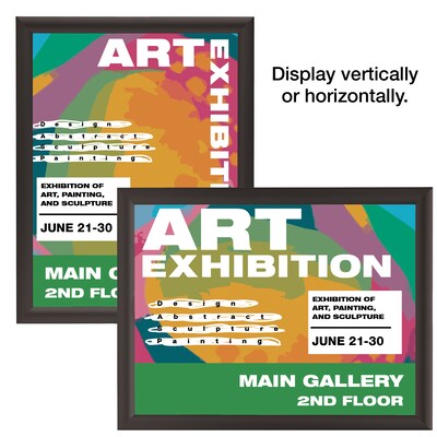 Excello Brands Metal Snap Frame, 18" x 24", Vertical/Horizontal, Wall Mounted, Black (SF-1824-BLK)