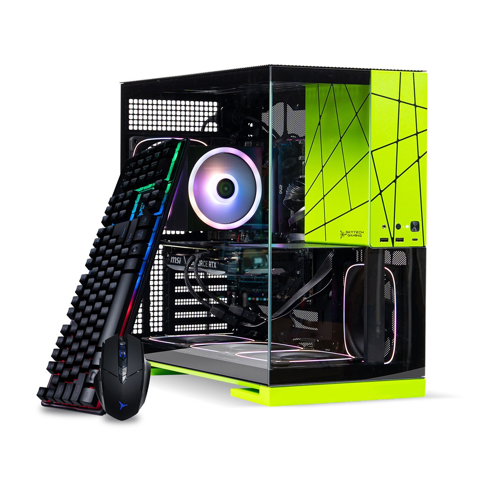 Skytech Viper Gaming Desktop Computer, NVIDIA GeForce RTX 5060, AMD Ryzen 7 5700, 32GB RAM, 1TB SSD, Windows 11, Green