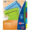 Avery Big Tab Insertable Plastic Dividers, 5-Tab, Assorted Colors (11900)