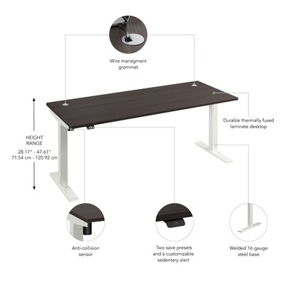 Bush Business Furniture Move 40 Series 72"W Electric Adjustable Standing Desk, Storm Gray (M4S7230SGWK)