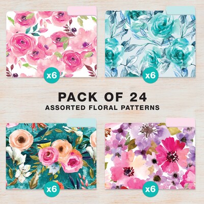 Global Printed Products Heavy Duty Interior File Folders, 1/3-Cut Tab, Letter Size, Paper Stock, Flo