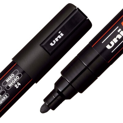 POSCA PC-5M Water Based Paint Marker, Medium Bullet Tip, Black, 3/Pack (UBCPC5MBLACK-3)