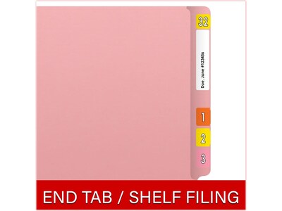 Medical Arts Press Heavy-Duty End Tab File Folder, Straight Cut, Letter-Size, Pink, 40/Box (S-09458-PNK)