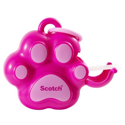 Scotch Paw Desktop Dispenser w/Tape, 1" Core, Pink (159-PAW-P)