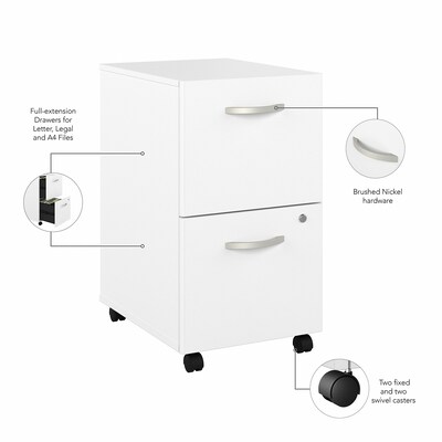 Bush Business Furniture Studio A 60"W Computer Desk with Mobile File Cabinet and Low Storage Cabinet, White (STA006WHSU)