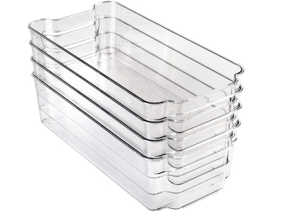 Honey-Can-Do Plastic Refrigerator Bin, Clear, 4/Set (KCH-09679)