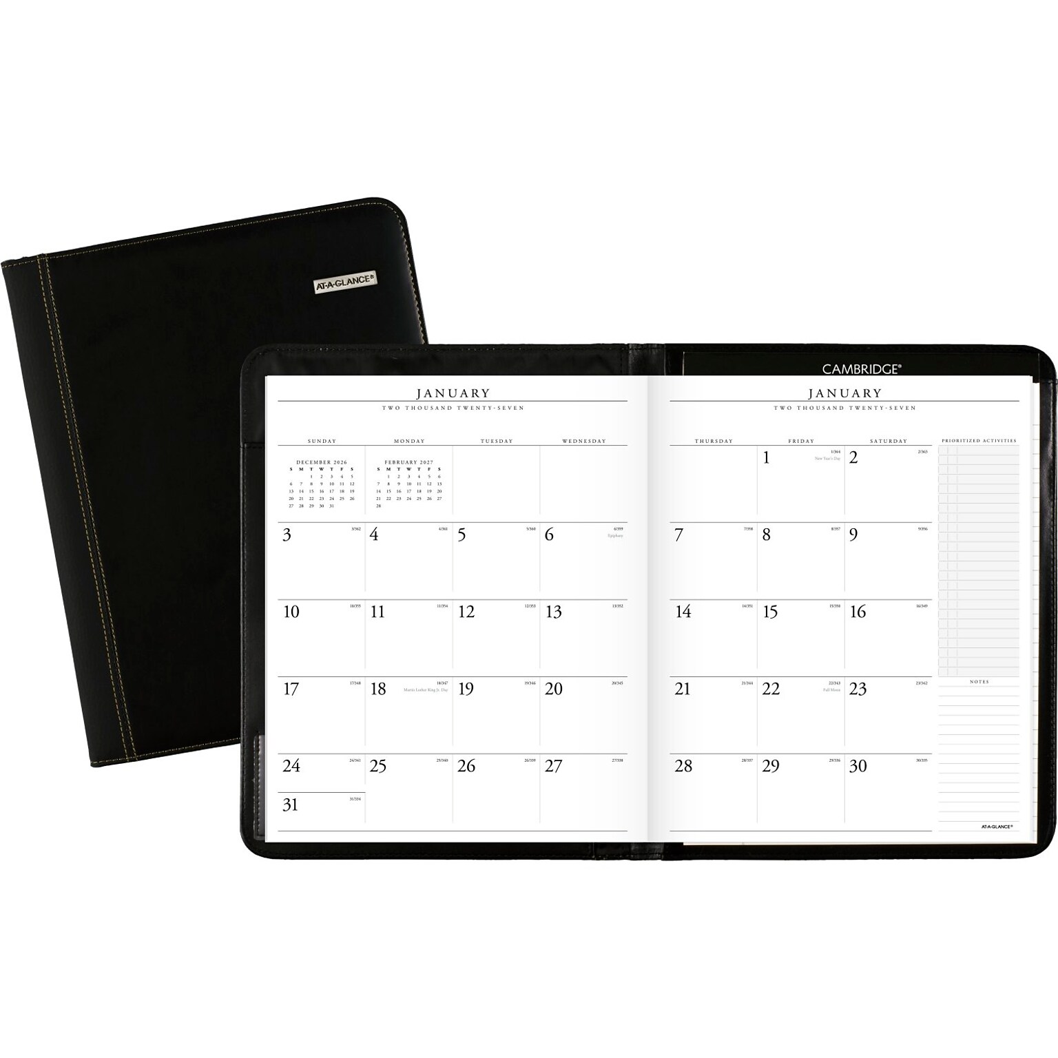 2027 AT-A-GLANCE Executive 9 x 11 Monthly Planner, Faux Leather Cover, Black (70-290-05-27)