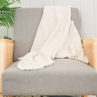 Oatmeal Boho Knit Blanket