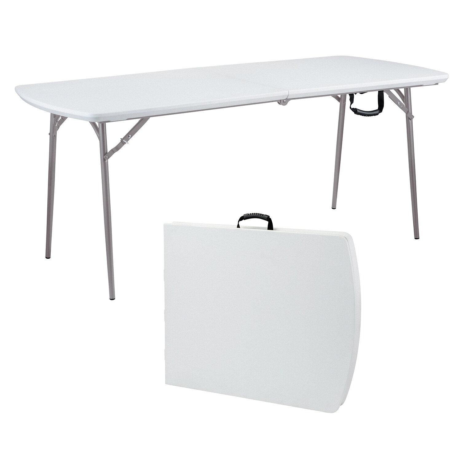 NPS Heavy Duty Fold-in-Half Table, 30 x 72, Speckled Gray (BMFIH30721)