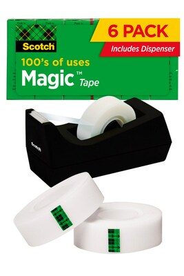 Scotch Magic Invisible Tape with Desktop Refillable Dispenser, 3/4 x 27.7 yds., 6-Pack (810KC38)