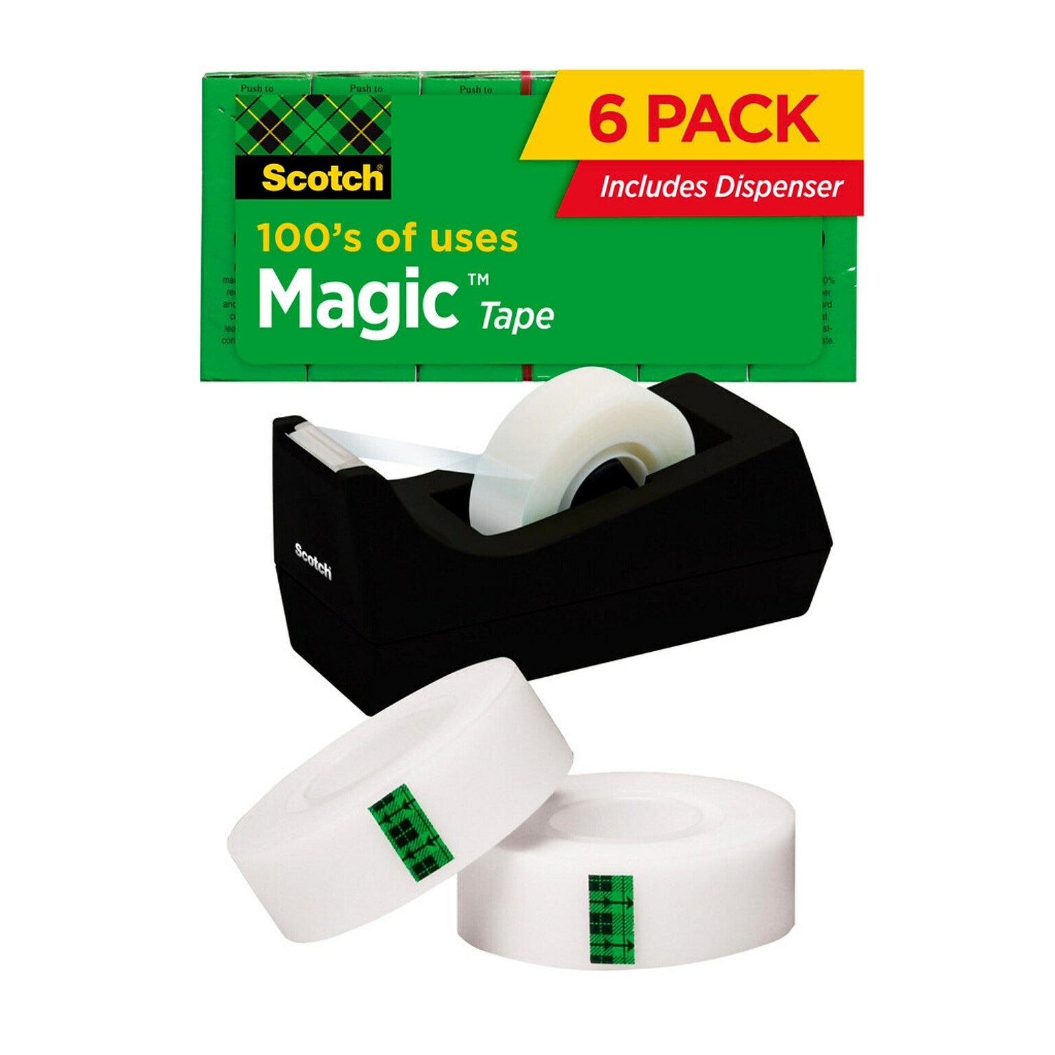 Scotch Magic Invisible Tape with Desktop Refillable Dispenser, 3/4 x 27.7 yds., 6-Pack (810KC38)