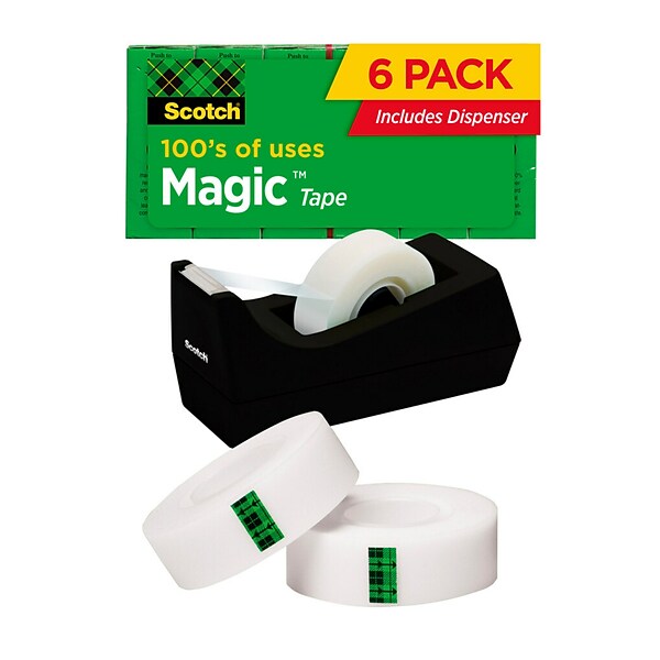 Scotch® Magic™ Invisible Tape with Desktop Refillable Dispenser, 3/4 x 27.7 yds., 6 Rolls (810KC38)