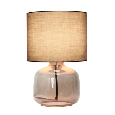 Simple Designs Glass Table Lamp Fabric Shade, Smoke with Gray Shade (LT2064-SMG)