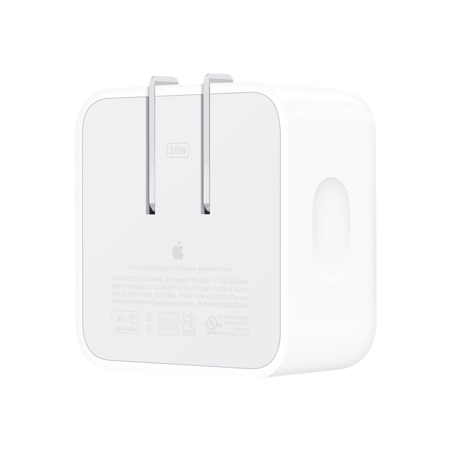 Apple 35W Dual USB-C Port Compact Power Adapter for MacBook Air, White (MW2H3AM/A)