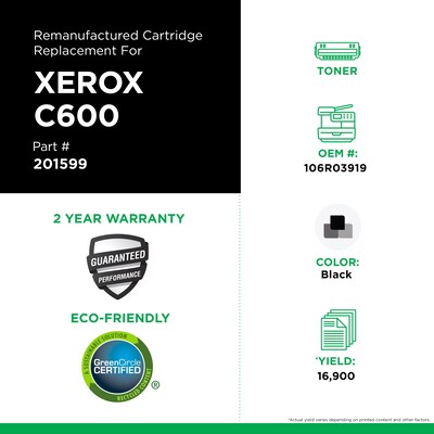 Clover C600 Remanufactured Black Extra High Yield Toner Cartridge Replacement for Xerox 106R03919