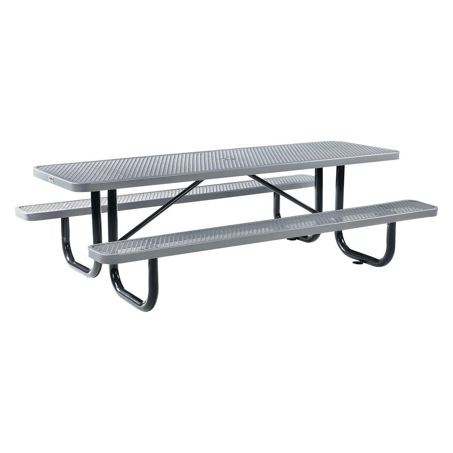 Global Industrial 8 Rectangular Picnic Table, Expanded Metal, Gray (277153GY)