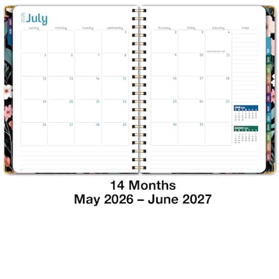 2026-2027 Excello Brands 8.5" x 11" Academic Weekly & Monthly Planner, Paperboard Cover, Black Floral Pink (FSHN-AY26-8511-06)