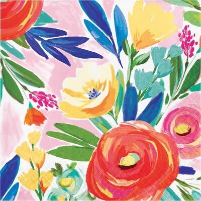 Say Hooray! Fragrant Florals Spring Disposable Paper Plates and Napkins Set, 48/Pack (DTC9629E2G)