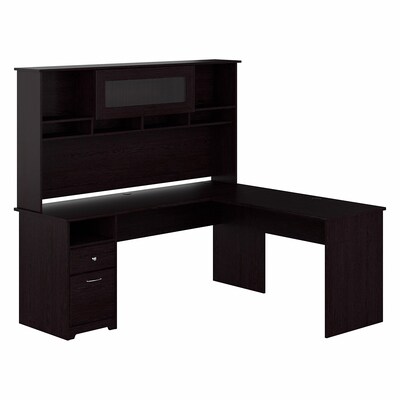 Bush Furniture Cabot 72W L Shaped Computer Desk with Hutch and Drawers, Espresso Oak (CAB053EPO)