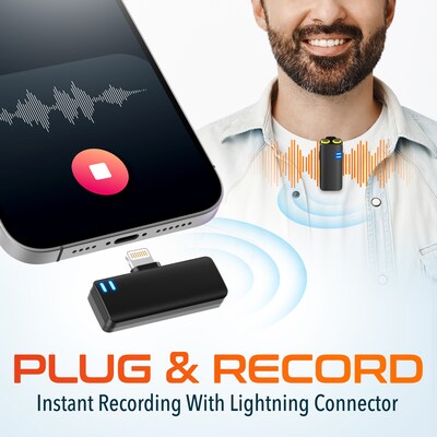 Delton M27 Two Wireless Lavalier Microphones and iPhone/iPad Lightning Receiver, Black (DLM27L)