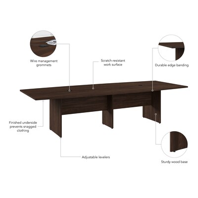 Bush Business Furniture 120W x 48D Boat Shaped Conference Table with Wood Base, Black Walnut (99TB12048BWK)