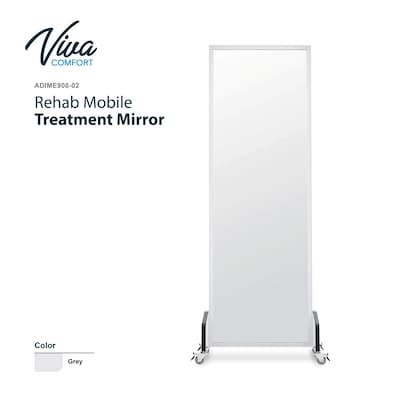 Viva Comfort 72" Mobile Rehabilitation Treatment Mirror with Locking Casters & Safety-Backed Glass, Gray (908-02-MK)