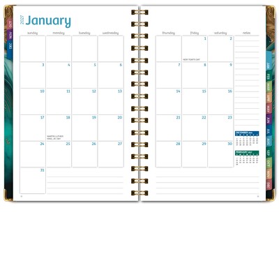 2027 Excello Brands 5.5" x 8" Weekly & Monthly Planner, Paperboard Cover, Teal Gold Marble (ORY27-FSH58-54)
