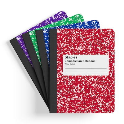 Staples® Composition Notebook, 9.75 x 7.5, Wide Ruled, 80 Sheets, Assorted Colors, 48/Carton (2070