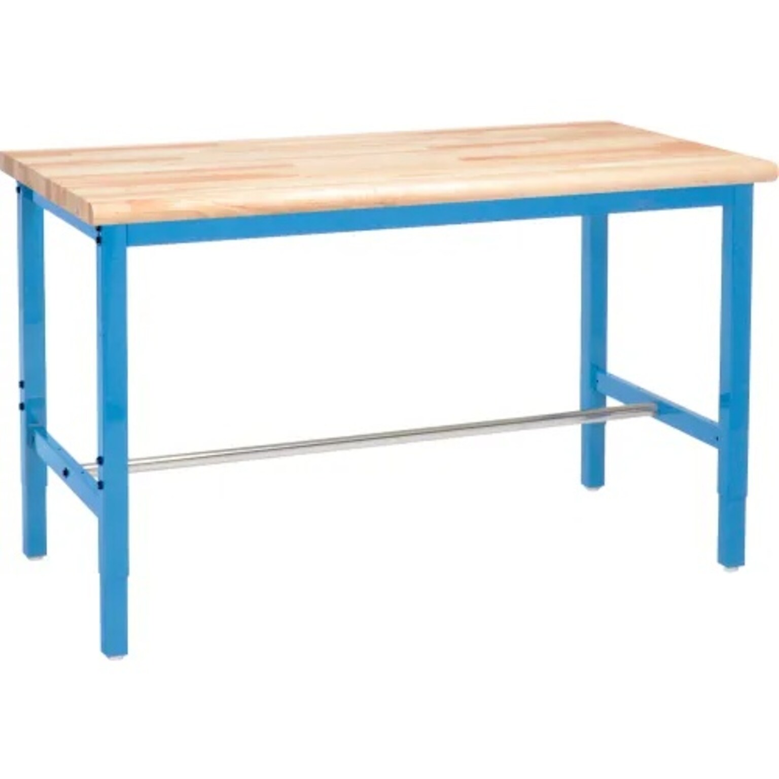 Global Industrial Height Adjustable Workbench, 72W x 36D, Maple Safety Edge, Blue (607262BL)