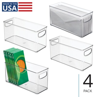 iDESIGN Small Stackable Plastic Storage Bin with Handles, 5 x 4 x 10, Clear, 4/Pack (95586N)