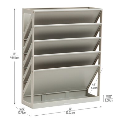 Mind Reader 5-Compartment Mountable Plastic Vertical File Storage, Beige (WALLANCH-BEI)