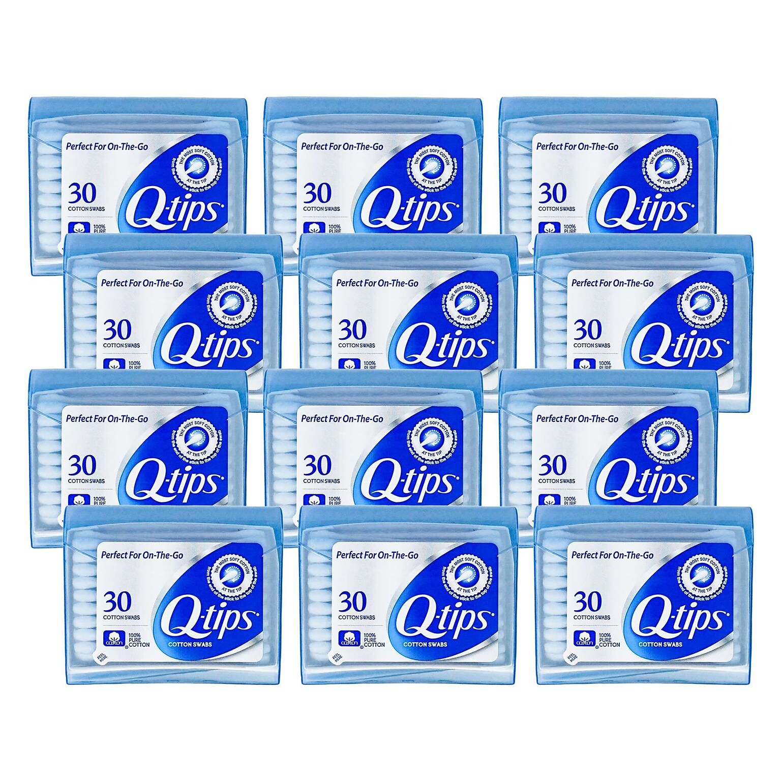 Q-Tips Purse Pack, 30 Q-Tips/Pack, 12 ct Packs/Bag, 18 Bags/Carton