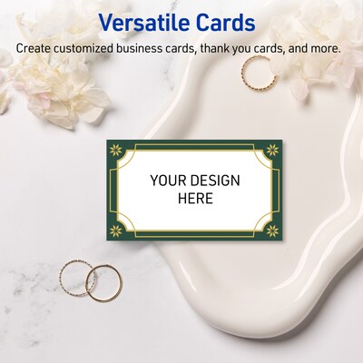 Avery Gold-Green Border Matte Blank Card, White, 80/Pack (S00-FDE)