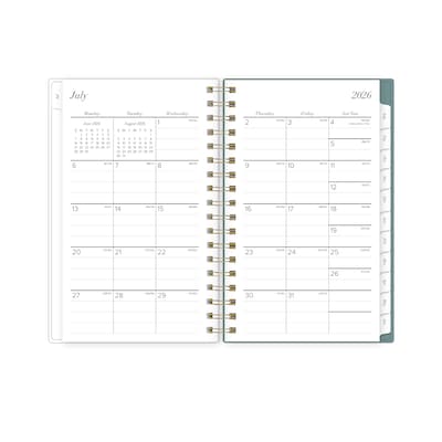2026-2027 Blue Sky Vineyard 3" x 6" Academic Year Weekly & Monthly Planner, Plastic Cover, Green/Pink (157561)